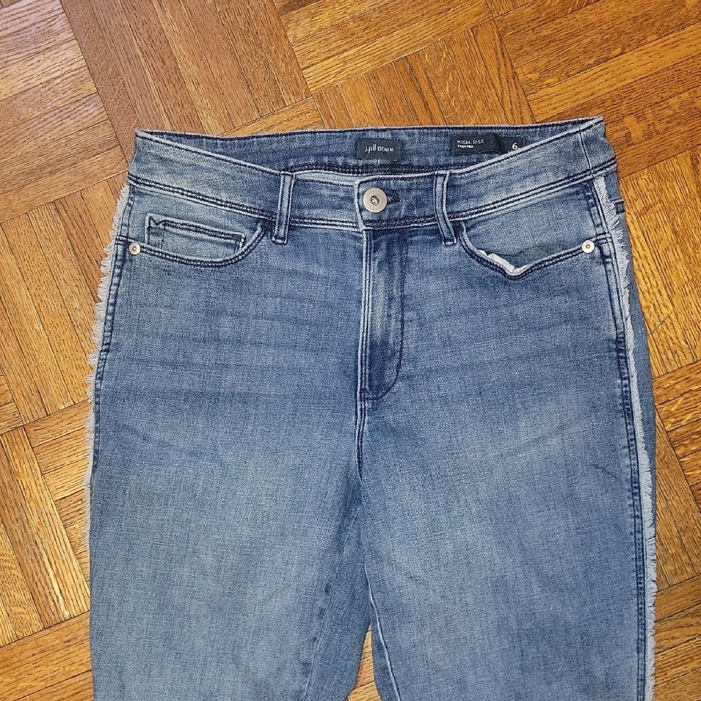 J. Jill High Rise Cropped Denim Jeans Size 6 Petite Cotton Blend Stretch - Picture 3 of 9